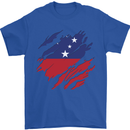 Torn Samoa Flag Samoan Day Football Mens T-Shirt 100% Cotton Royal Blue