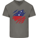 Torn Samoa Flag Samoan Day Football Mens V-Neck Cotton T-Shirt Charcoal