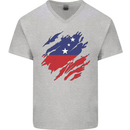 Torn Samoa Flag Samoan Day Football Mens V-Neck Cotton T-Shirt Sports Grey