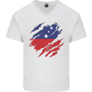 Torn Samoa Flag Samoan Day Football Mens V-Neck Cotton T-Shirt White