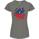 Torn Samoa Flag Samoan Day Football Womens Petite Cut T-Shirt Charcoal