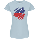 Torn Samoa Flag Samoan Day Football Womens Petite Cut T-Shirt Light Blue