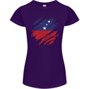 Torn Samoa Flag Samoan Day Football Womens Petite Cut T-Shirt Purple
