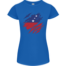 Torn Samoa Flag Samoan Day Football Womens Petite Cut T-Shirt Royal Blue