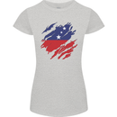 Torn Samoa Flag Samoan Day Football Womens Petite Cut T-Shirt Sports Grey