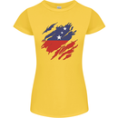 Torn Samoa Flag Samoan Day Football Womens Petite Cut T-Shirt Yellow