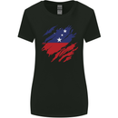 Torn Samoa Flag Samoan Day Football Womens Wider Cut T-Shirt Black