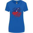 Torn Samoa Flag Samoan Day Football Womens Wider Cut T-Shirt Royal Blue
