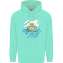 Torn San Marino Flag Sammarinese Day Football Childrens Kids Hoodie Peppermint