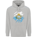 Torn San Marino Flag Sammarinese Day Football Childrens Kids Hoodie Sports Grey