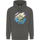 Torn San Marino Flag Sammarinese Day Football Childrens Kids Hoodie Storm Grey