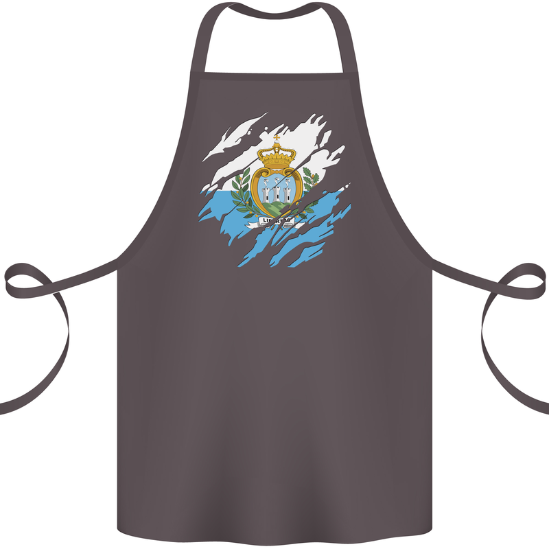 Torn San Marino Flag Sammarinese Day Football Cotton Apron 100% Organic Dark Grey