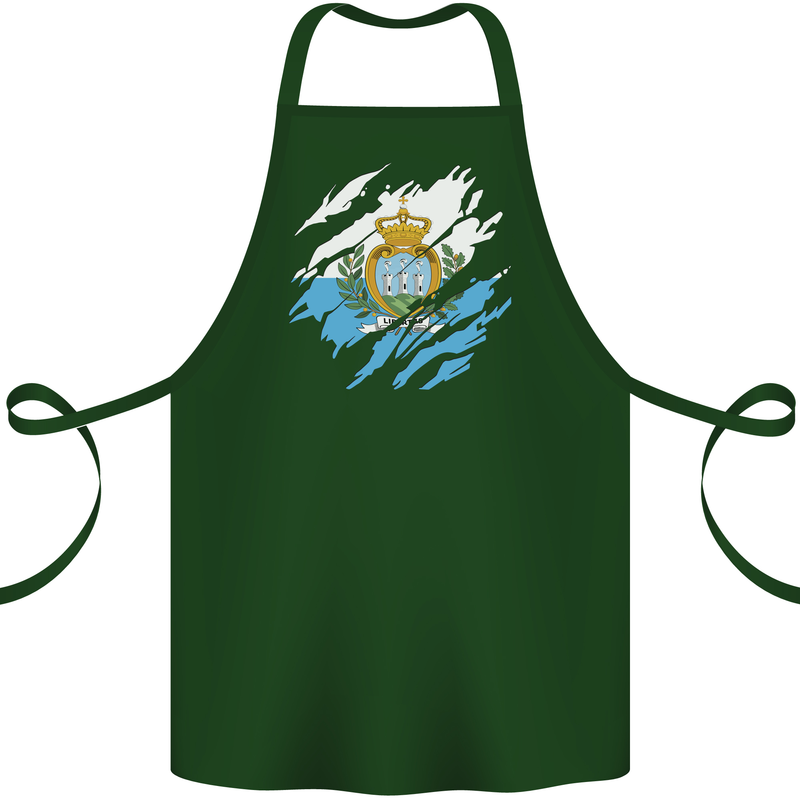 Torn San Marino Flag Sammarinese Day Football Cotton Apron 100% Organic Forest Green
