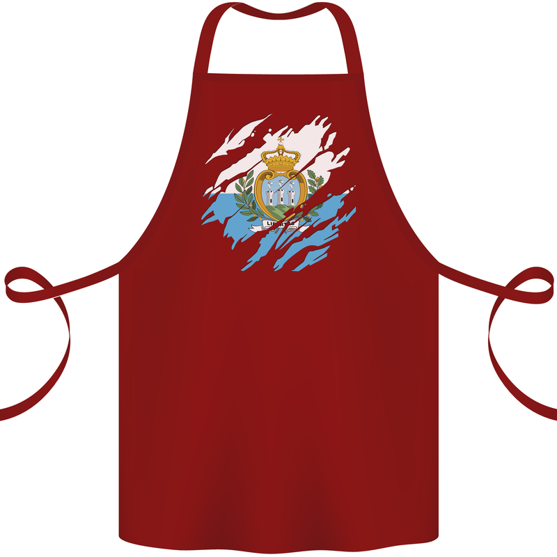 Torn San Marino Flag Sammarinese Day Football Cotton Apron 100% Organic Maroon