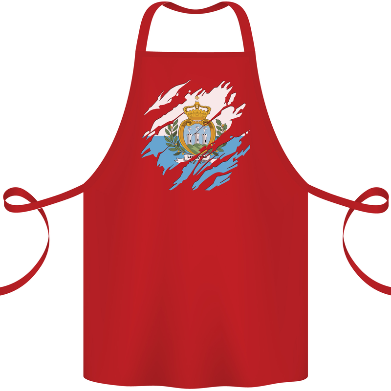Torn San Marino Flag Sammarinese Day Football Cotton Apron 100% Organic Red