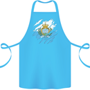Torn San Marino Flag Sammarinese Day Football Cotton Apron 100% Organic Turquoise