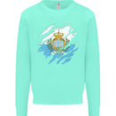 Torn San Marino Flag Sammarinese Day Football Kids Sweatshirt Jumper Peppermint