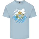 Torn San Marino Flag Sammarinese Day Football Kids T-Shirt Childrens Light Blue