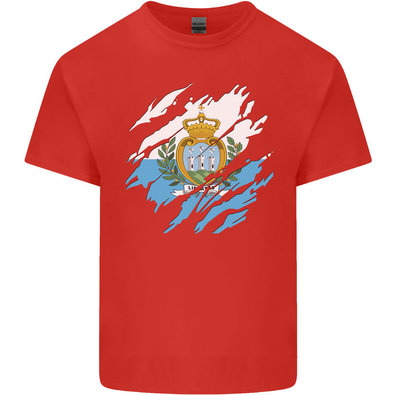 Torn San Marino Flag Sammarinese Day Football Kids T-Shirt Childrens Red
