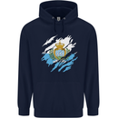 Torn San Marino Flag Sammarinese Day Football Mens 80% Cotton Hoodie Navy Blue