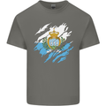 Torn San Marino Flag Sammarinese Day Football Mens Cotton T-Shirt Tee Top Charcoal