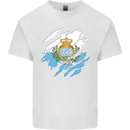 Torn San Marino Flag Sammarinese Day Football Mens Cotton T-Shirt Tee Top White
