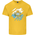 Torn San Marino Flag Sammarinese Day Football Mens Cotton T-Shirt Tee Top Yellow