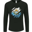 Torn San Marino Flag Sammarinese Day Football Mens Long Sleeve T-Shirt Black