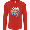 Torn San Marino Flag Sammarinese Day Football Mens Long Sleeve T-Shirt Red