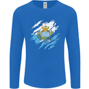 Torn San Marino Flag Sammarinese Day Football Mens Long Sleeve T-Shirt Royal Blue
