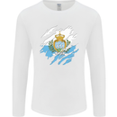 Torn San Marino Flag Sammarinese Day Football Mens Long Sleeve T-Shirt White