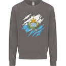 Torn San Marino Flag Sammarinese Day Football Mens Sweatshirt Jumper Charcoal