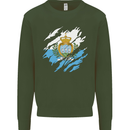 Torn San Marino Flag Sammarinese Day Football Mens Sweatshirt Jumper Forest Green