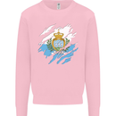 Torn San Marino Flag Sammarinese Day Football Mens Sweatshirt Jumper Light Pink