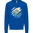 Torn San Marino Flag Sammarinese Day Football Mens Sweatshirt Jumper Royal Blue