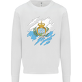 Torn San Marino Flag Sammarinese Day Football Mens Sweatshirt Jumper White