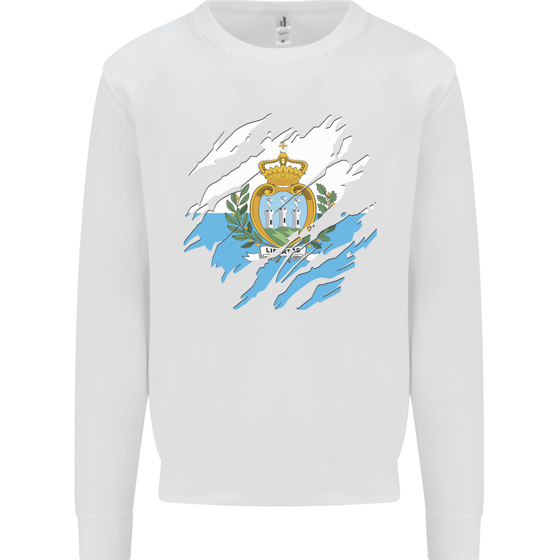 Torn San Marino Flag Sammarinese Day Football Mens Sweatshirt Jumper White