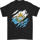 Torn San Marino Flag Sammarinese Day Football Mens T-Shirt 100% Cotton Black