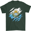 Torn San Marino Flag Sammarinese Day Football Mens T-Shirt 100% Cotton Forest Green