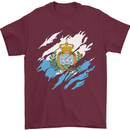 Torn San Marino Flag Sammarinese Day Football Mens T-Shirt 100% Cotton Maroon