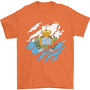 Torn San Marino Flag Sammarinese Day Football Mens T-Shirt 100% Cotton Orange