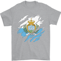 Torn San Marino Flag Sammarinese Day Football Mens T-Shirt 100% Cotton Sports Grey