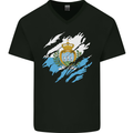 Torn San Marino Flag Sammarinese Day Football Mens V-Neck Cotton T-Shirt Black
