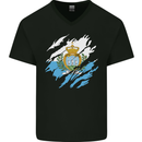 Torn San Marino Flag Sammarinese Day Football Mens V-Neck Cotton T-Shirt Black