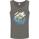 Torn San Marino Flag Sammarinese Day Football Mens Vest Tank Top Charcoal