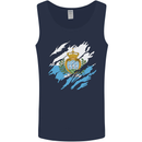 Torn San Marino Flag Sammarinese Day Football Mens Vest Tank Top Navy Blue