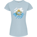 Torn San Marino Flag Sammarinese Day Football Womens Petite Cut T-Shirt Light Blue