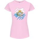 Torn San Marino Flag Sammarinese Day Football Womens Petite Cut T-Shirt Light Pink