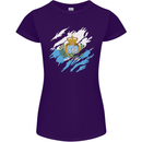 Torn San Marino Flag Sammarinese Day Football Womens Petite Cut T-Shirt Purple