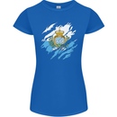 Torn San Marino Flag Sammarinese Day Football Womens Petite Cut T-Shirt Royal Blue